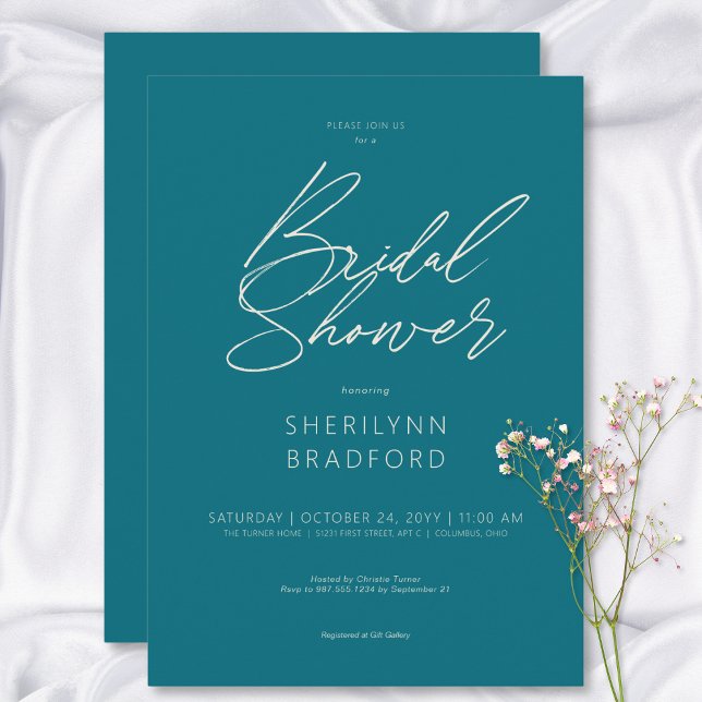Modern Minimal Teal Bridal Shower Invitation (Modern Minimal Teal Bridal Shower Invitation)