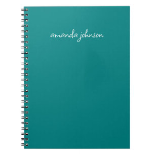 Modern Minimal Teal Monogram Add Full Name Notebook