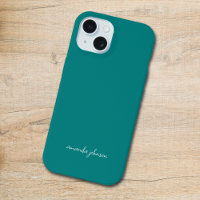 Modern Minimal Teal Monogram Cursive Name