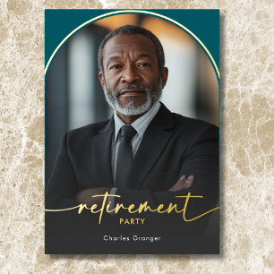 Modern Minimal Teal Retirement Party