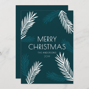 Modern Minimal Teal & White Spruce Christmas Holiday Card