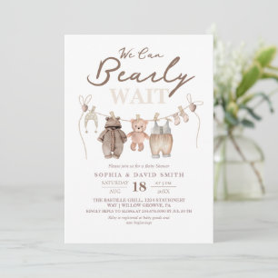 Modern & Minimal Teddy Bear Baby Shower  Invitation