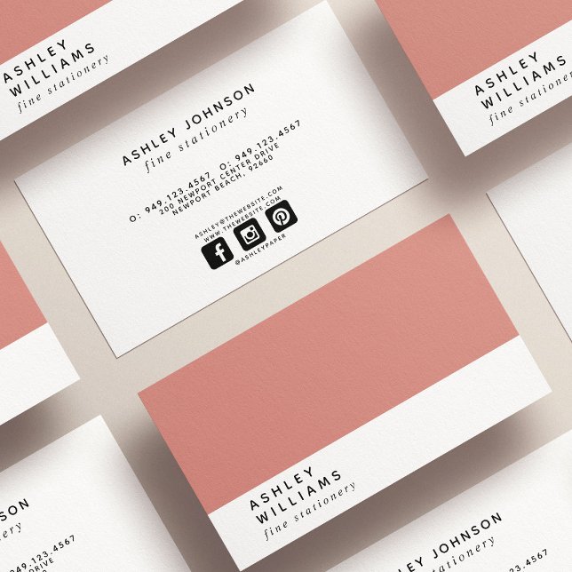 Modern Minimal Terra Cotta Social Media Business Card (Creator Uploaded)