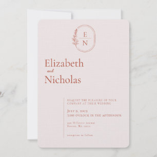 Modern Minimal Terracotta & Blush Wedding Invitation