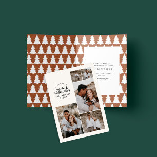 Modern minimal terracotta Christmas multi photo Thank You Card