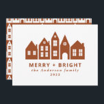 Modern minimal terracotta Christmas Nordic houses Holiday Card<br><div class="desc">Modern Japan Scandinavian Nordic inspired terracotta Christmas houses stylish simple holiday card design</div>