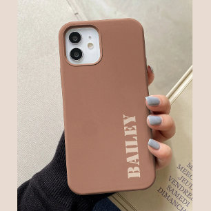 Modern Minimal Terracotta Custom Name iPhone 15 Case