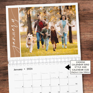 Modern Minimal Terracotta One Photo Family Calendar