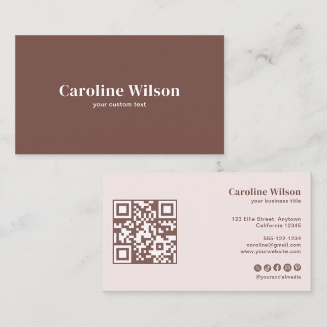 Modern Minimal Terracotta QR Code Professional Business Card (Front/Back)