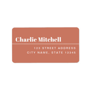 Modern minimal terracotta return address label