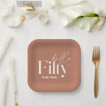 Modern minimal terracotta simple 50th birthday paper plate<br><div class="desc">Modern minimal typography simple terracotta and white 50th birthday party decor favour paper plate. Part of a contemporary collection.</div>
