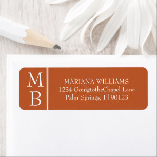Modern Minimal Terracotta Wedding Return Address