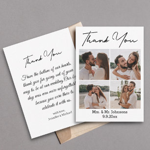 modern minimal thank you 4 photos collage  wedding card