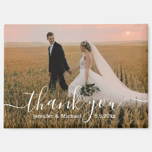 modern minimal thank you photo wedding magnet
