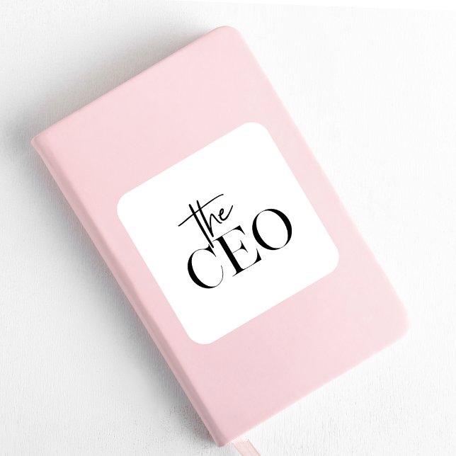 Modern Minimal The CEO Black Square Sticker (Creator Uploaded)
