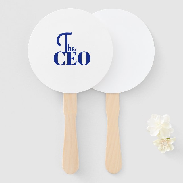 Modern Minimal The CEO Blue Hand Fan (Front and Back)