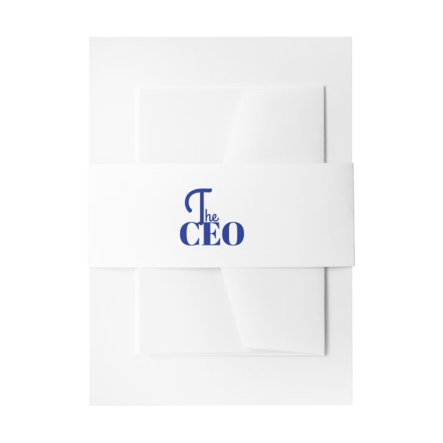 Modern Minimal The CEO Blue Invitation Belly Band (Front Example)