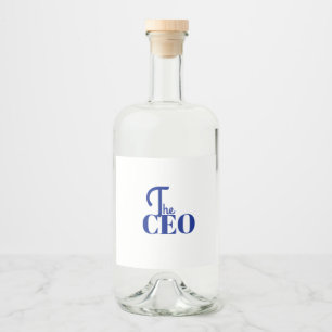 Modern Minimal The CEO Blue Liquor Bottle Label