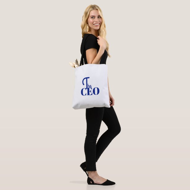 Modern Minimal The CEO Blue Tote Bag (On Model)