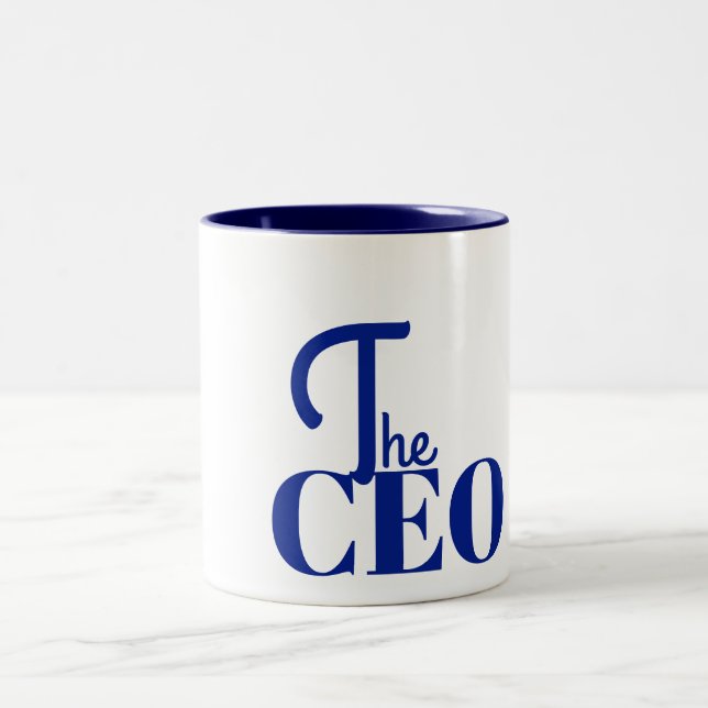 Modern Minimal The CEO Blue Two-Tone Coffee Mug (Center)