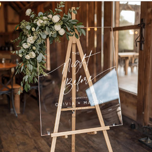 Modern Minimal The Night Before Wedding Welcome Acrylic Sign