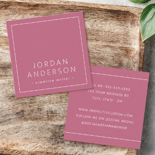 Modern minimal thin borders dusty rose mauve square business card