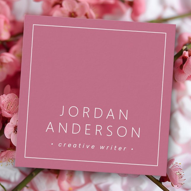 Modern minimal thin borders dusty rose mauve square business card (Modern minimal thin borders dusty rose mauve square business card)