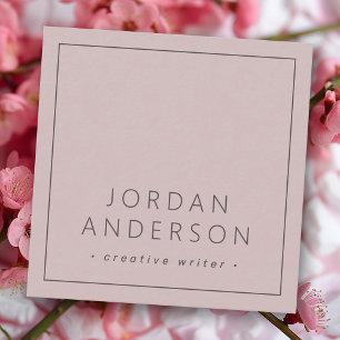 Modern minimal thin borders rose taupe square business card