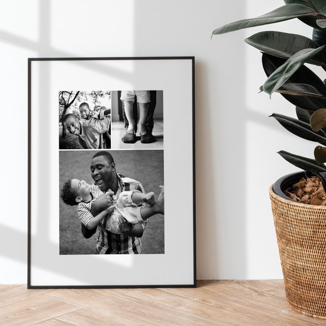 Modern Minimal Three Photo Collage Fathers Day Poster (Creator Uploaded)