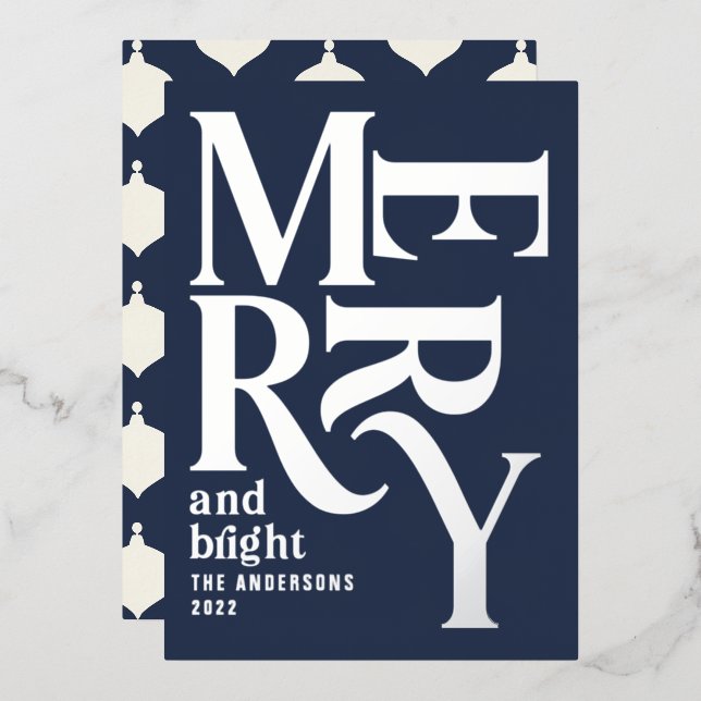 Modern minimal traditional merry Christmas blue (Front/Back)