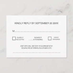 Modern Minimal Traditional Wedding RSVP Enclosure Card