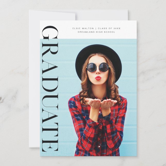 Modern Minimal Trendy & Chic  | Photo Graduation Announcement (Front)