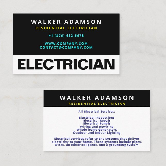 Modern & Minimal Trendy Handyman Electrician Business Card (Modern handyman business cards
Minimalist electrician cards
Trendy handyman marketing materials)
