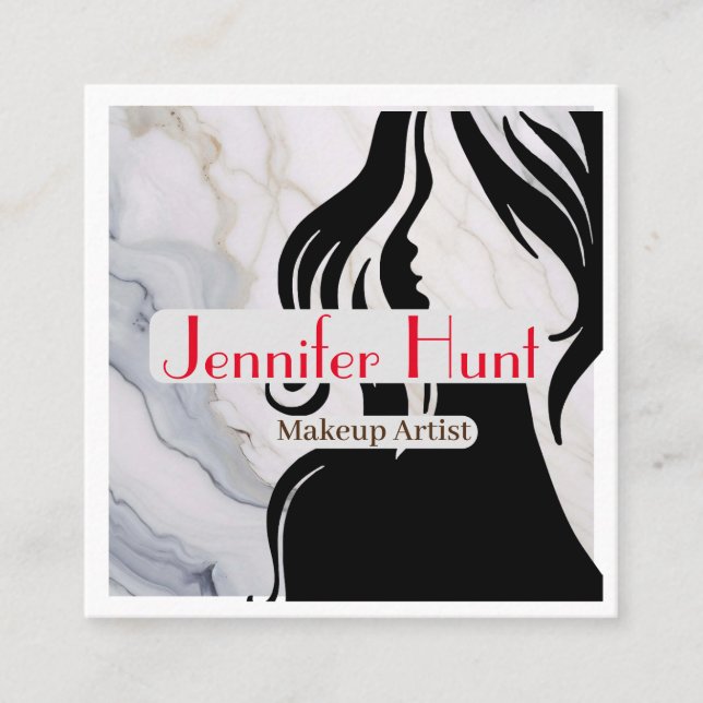 Modern Minimal Trendy Makeup Artist QR Code  Square Business Card (Front)