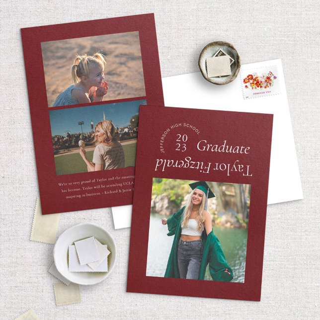 Modern Minimal Trendy Photo Grad Announcement (Creator Uploaded)