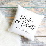 Modern Minimal Trick And Treat | Happy Halloween Cushion<br><div class="desc">Modern Minimal Trick And Treat | Happy Halloween</div>