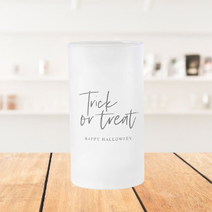 Modern Minimal Trick And Treat   Happy Halloween Frosted Glass Beer Mug