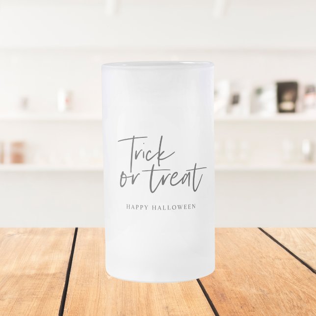 Modern Minimal Trick And Treat | Happy Halloween Frosted Glass Beer Mug