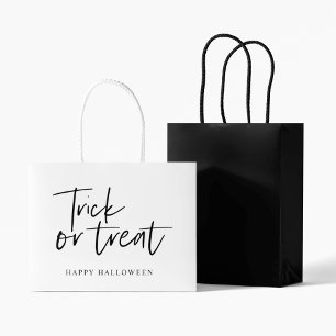 Modern Minimal Trick And Treat Happy Halloween Large Gift Bag