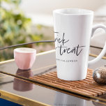 Modern Minimal Trick And Treat | Happy Halloween Latte Mug<br><div class="desc">Modern Minimal Trick And Treat | Happy Halloween</div>