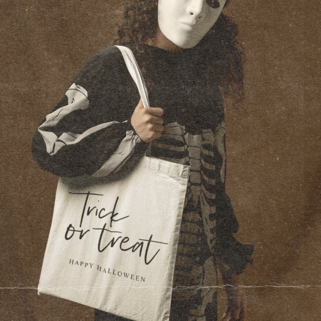 Modern Minimal Trick And Treat | Happy Halloween Tote Bag (Creator Uploaded)