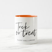 Modern Minimal Trick And Treat | Happy Halloween Two-Tone Coffee Mug (Center)