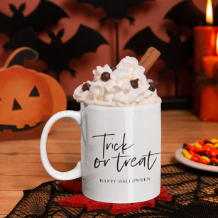 Modern Minimal Trick And Treat   Happy Halloween Two-Tone Coffee Mug