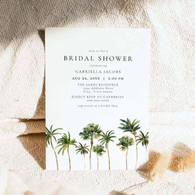 Modern Minimal Tropical Beach Palm Bridal Shower Invitation (Creator Uploaded)