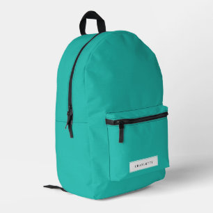 Modern Minimal Turquoise Solid Colour Custom Name Printed Backpack