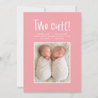 Modern minimal twin photo birth announcement