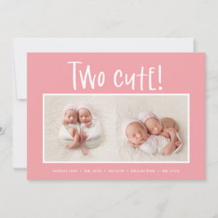 Modern minimal twin photo birth announcement