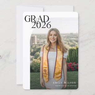Modern Minimal Two Arch Photo Graduation Party Invitation