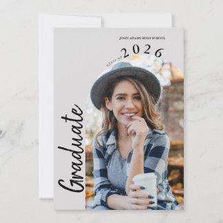 Modern Minimal Two Photo Graduation Party Invitation