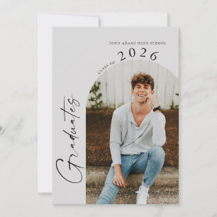 Modern Minimal Two Photo Twin Graduates Party Invitation